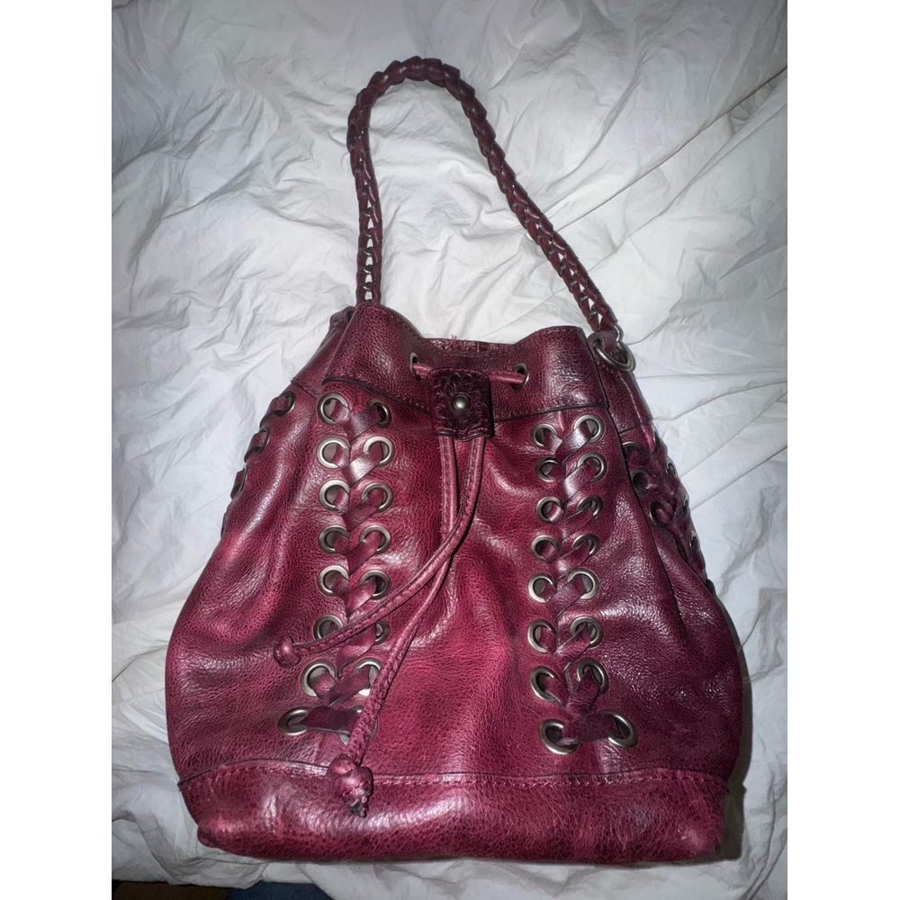 Patricia Nash Martina crossbody drawstring bag grommets and lacing burgundy‎ red - Picture 12 of 12